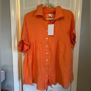 ANDREE BY UNIT Vibrant Orange Button-Down Shirt